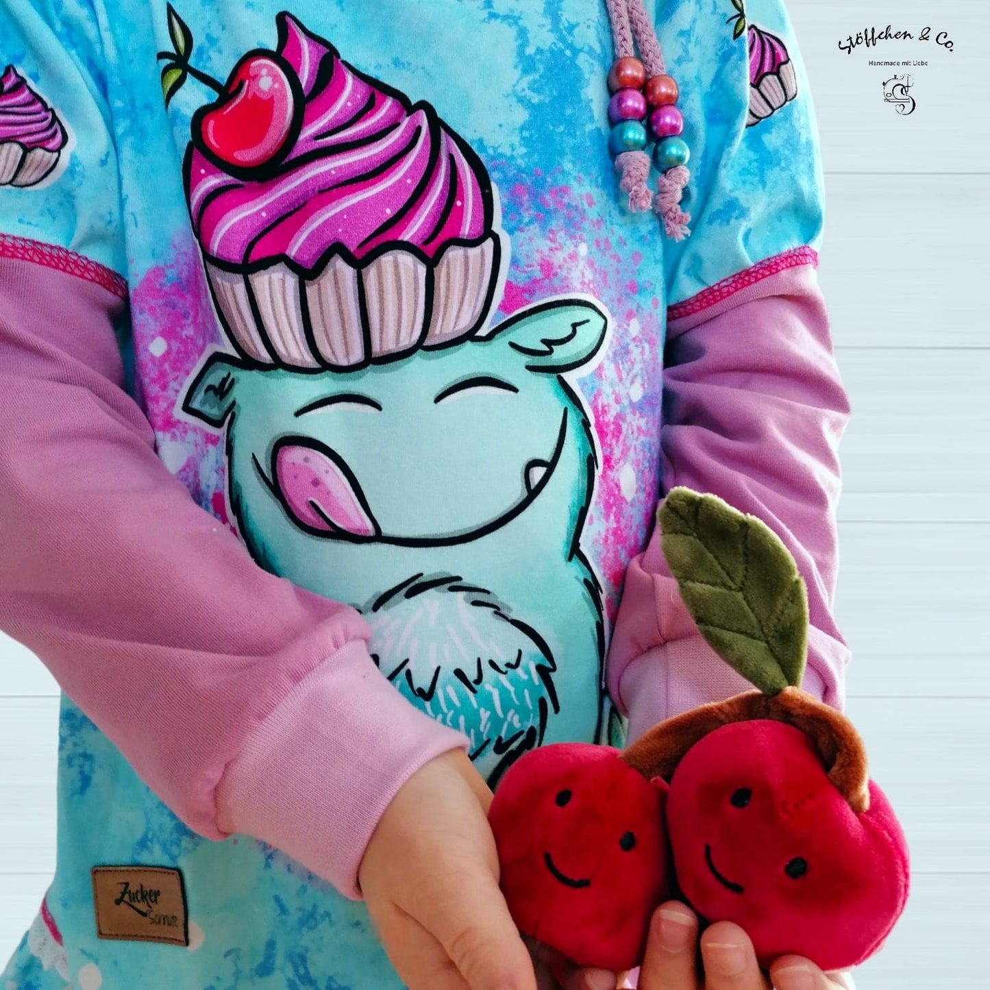 Bio Jersey - Panel Little CupCake - Eigenproduktion - Türkis - 180cm