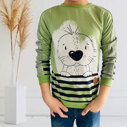 Bio French Terry - Panel HerznasenOTTI - Eigenproduktion - Kiwi Grün