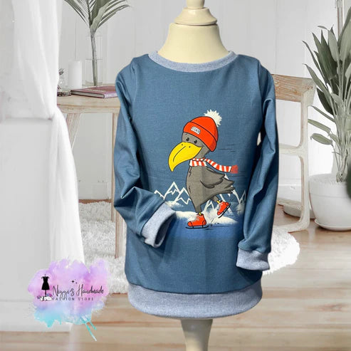 Bio French Terry - Panel WinterRABE - Eigenproduktion - Capri Blau