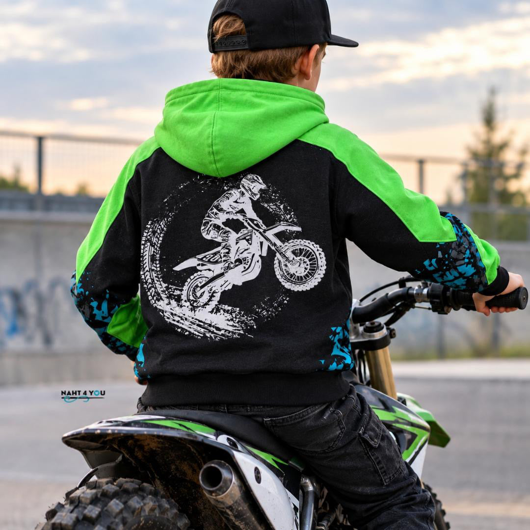French Terry - Panel Motorcross - Eigenproduktion - Anthrazit - 180cm