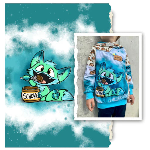 Bio Jersey - Panel Cookie - Eigenproduktion - Petrol - 180cm