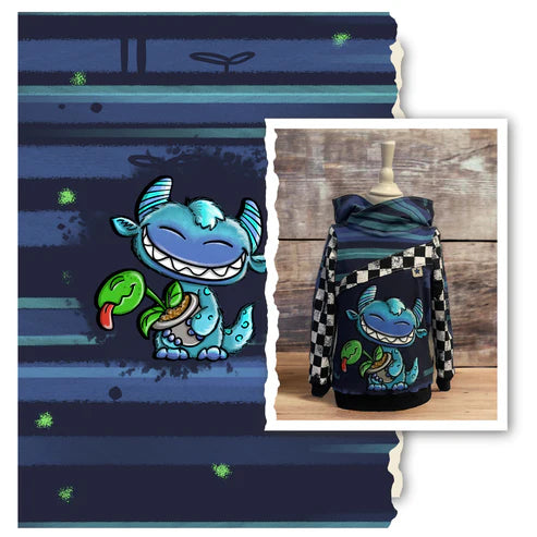 Bio Jersey - Panel Little Bro´s - Eigenproduktion - Dunkelblau - 180cm