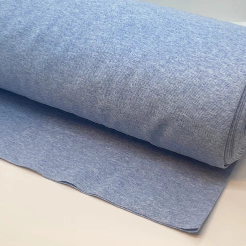 Bündchen Standard - Fein Ripp - Uni - Jeans Blau Meliert