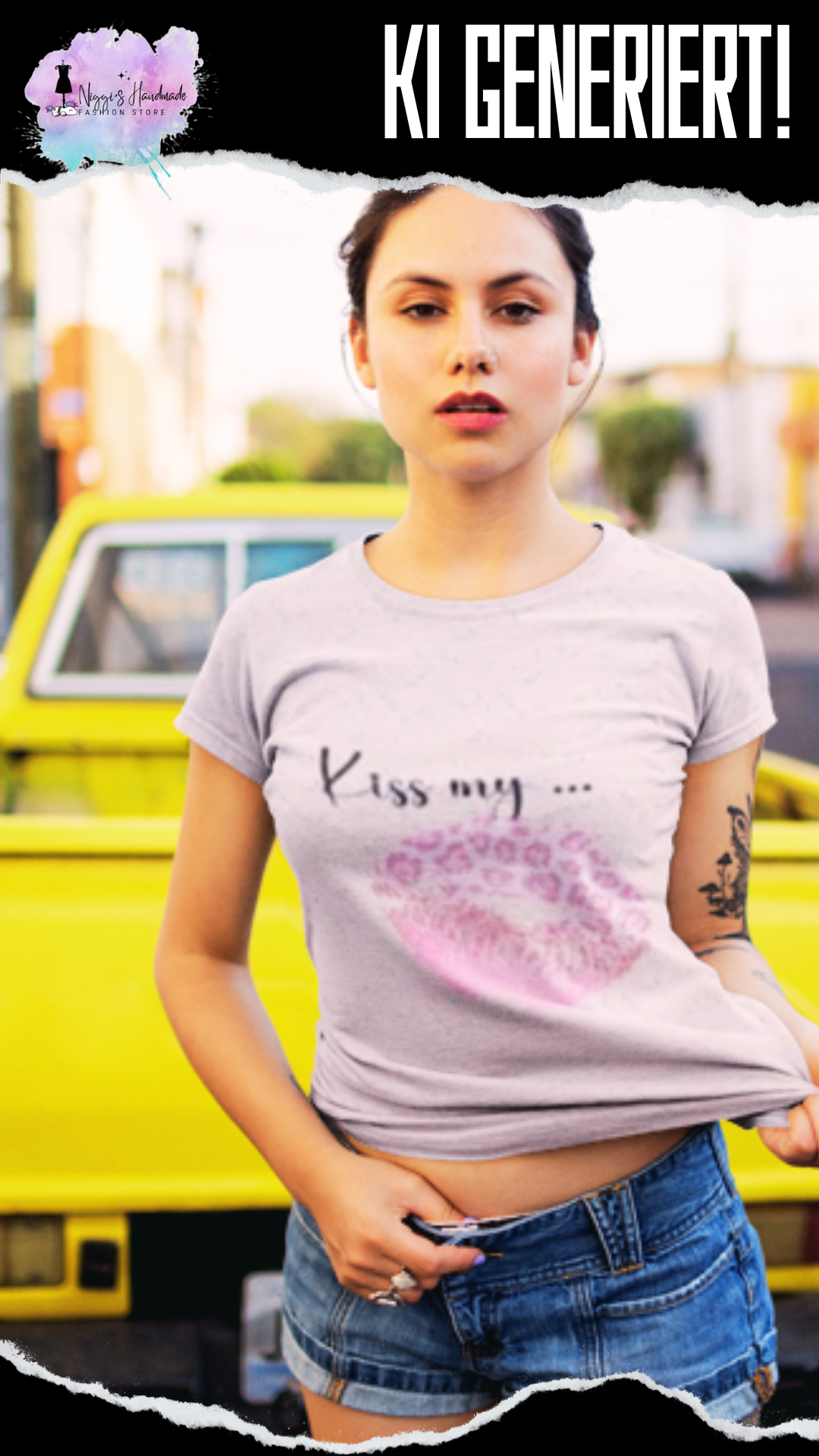 Bio Interlock Jersey - Panel Kiss My - Eigenproduktion - Rose´