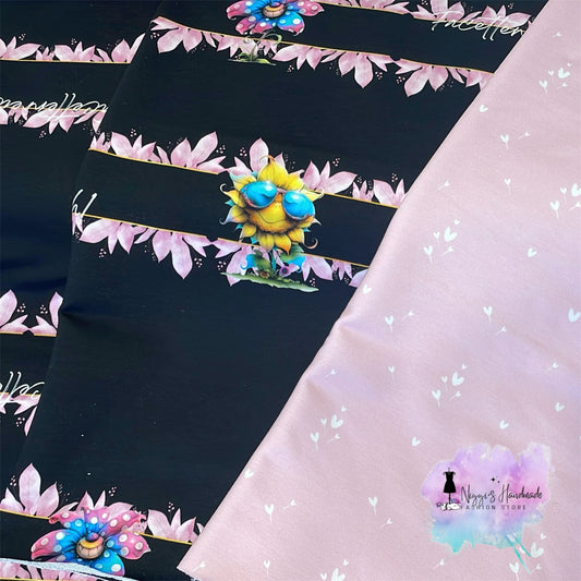 French Terry - Allover Facettenreich - GOTS Eigenproduktion - Schwarz - 180cm