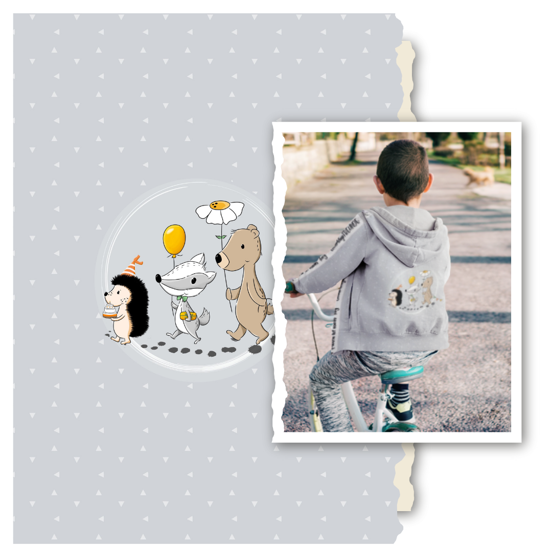 Bio French Terry - Panel GeburtstagsFREUNDE - Eigenproduktion - Silbergrau