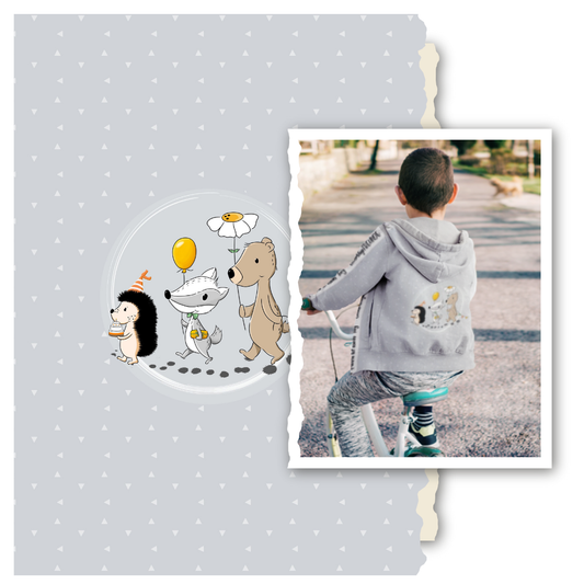 Bio French Terry - Panel GeburtstagsFREUNDE - Eigenproduktion - Silbergrau