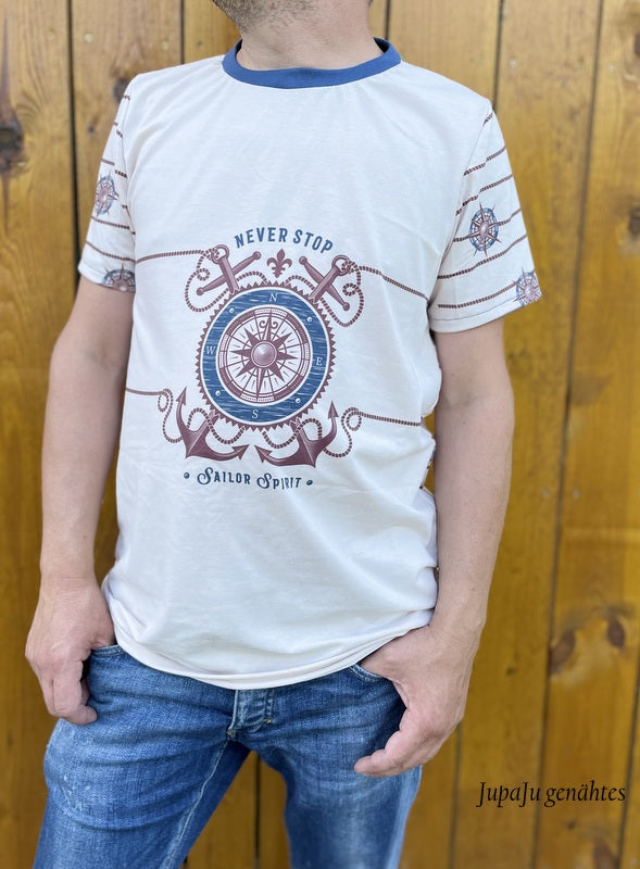 Fashion Ebook Schnittmuster für ein Basic T-Shirt für Herren in der Größe XXS bis 5XL in DIN- A4 & DIN-A0 PDF zum download