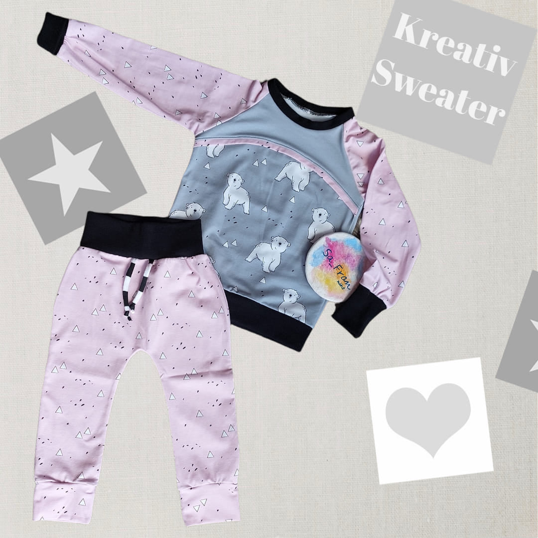 Fashion Ebook Schnittmuster für einen Kreativ Sweater in der Größe 62-170 in DIN- A4 & DIN-A0 PDF zum download