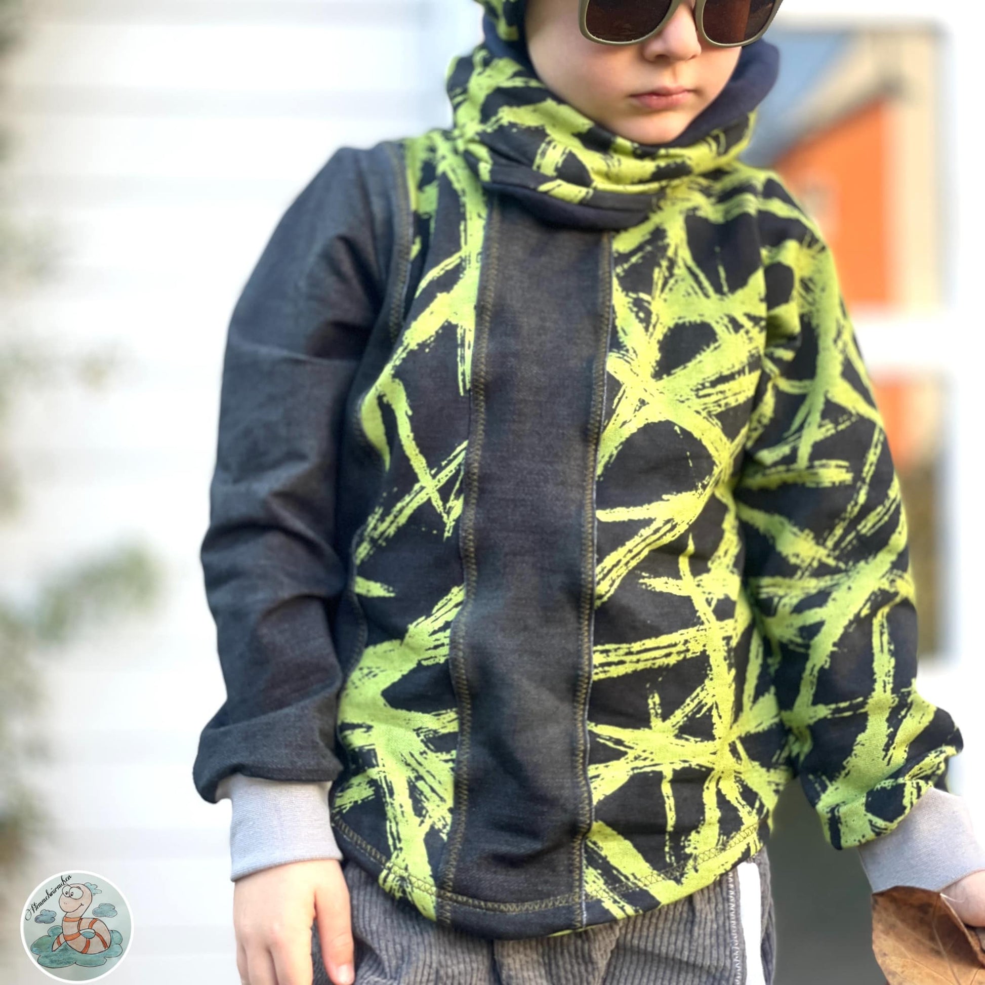 Fashion Ebook Schnittmuster für einen Hoodie Schiri für Kinder in den Größe 74-170 in DIN- A4 & DIN-A0 PDF zum download