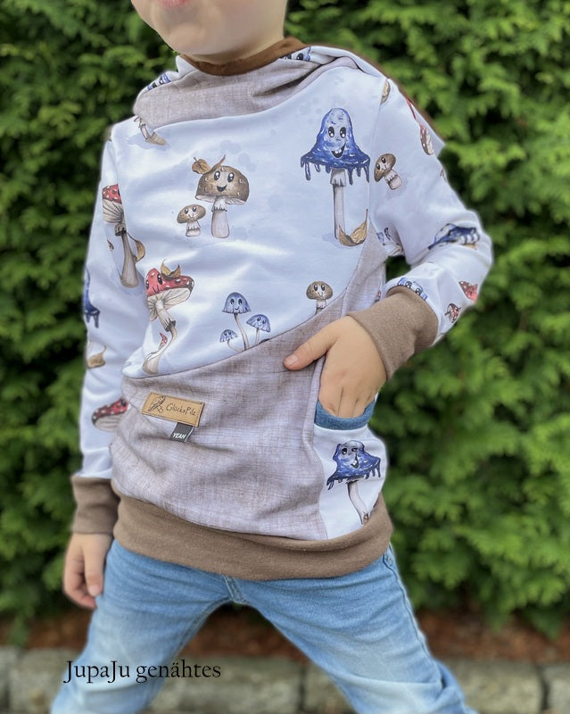 Fashion Ebook Schnittmuster für einen Hoodie Mix It für Kinder in den Größe 74-170 in DIN- A4 & DIN-A0 PDF zum download