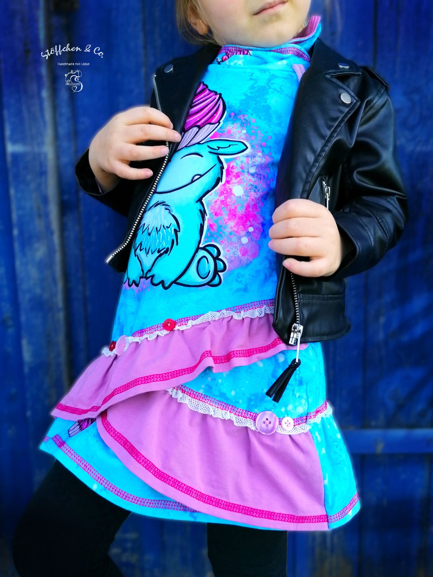 Bio Jersey - Panel Little CupCake - Eigenproduktion - Türkis - 180cm