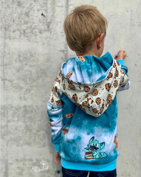 Bio Jersey - Panel Cookie - Eigenproduktion - Petrol - 180cm