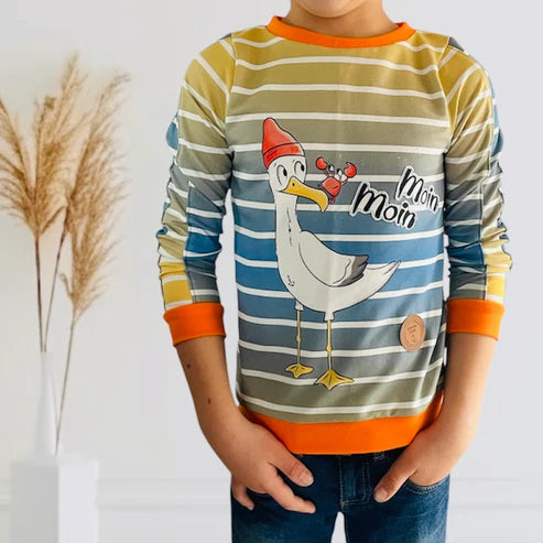 Bio French Terry - Panel Möwe - Eigenproduktion - Floridasun Gelb Verlauf