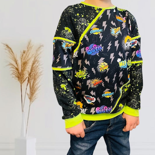 Bio Interlock Jersey - Allover Pop Art - Eigenproduktion - Anthrazit