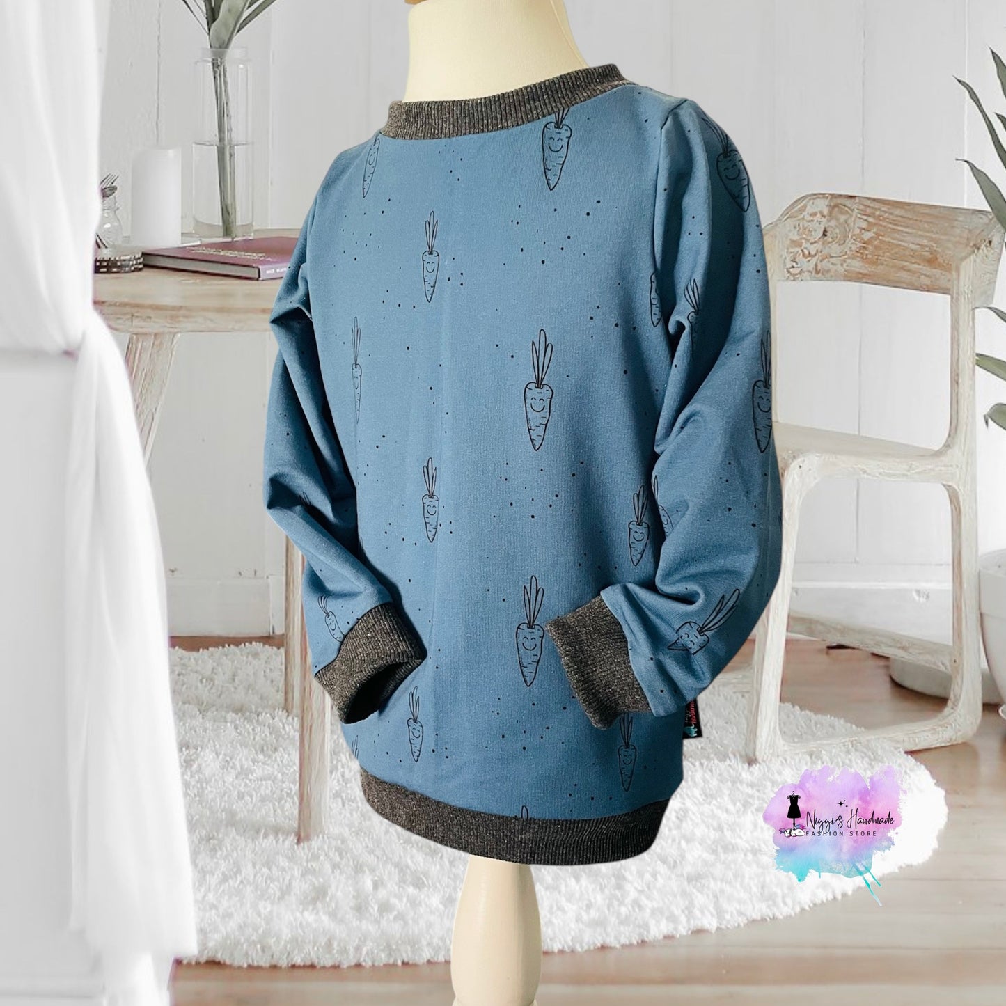 Lustige Karotte Pullover Gr. 98 - Anthrazit