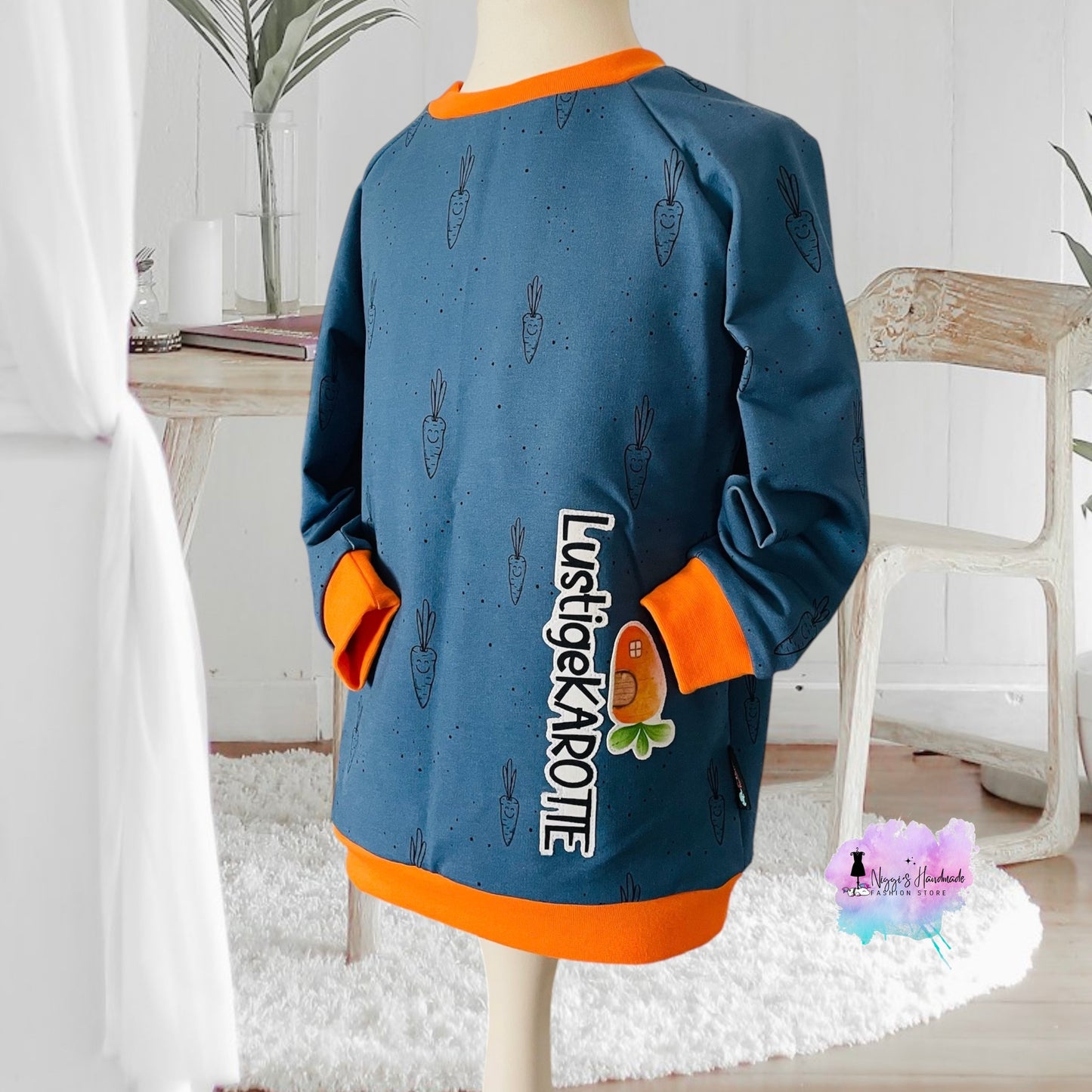 Lustige Karotte Pullover Gr. 110 - Applikation