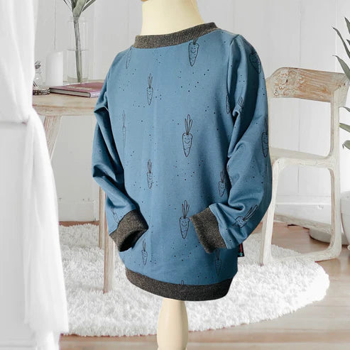 Bio French Terry - Allover LustigeKAROTTE - Eigenproduktion - Blaue Nacht