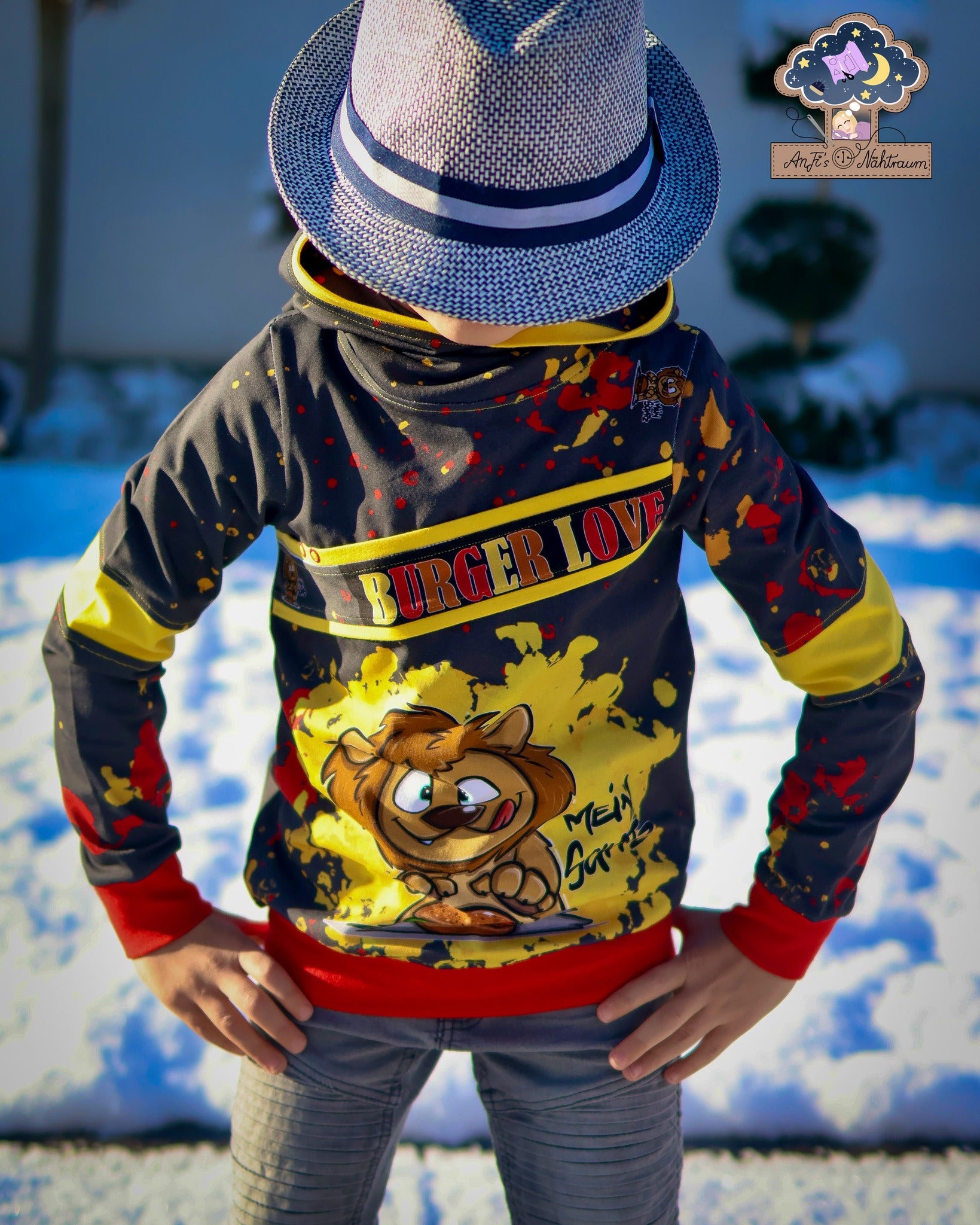 Fashion Ebook Schnittmuster für einen Hoodie Liam für Kinder in den Größe 80-170 in DIN- A4 & DIN-A0 PDF zum download