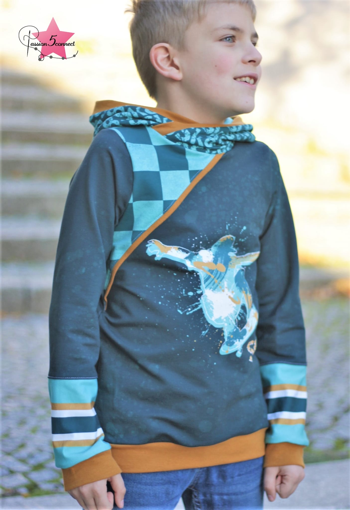 Fashion Ebook Schnittmuster für den Hoodie Big Block in der Größe 80-170 in DIN- A4 & DIN-A0 PDF zum download