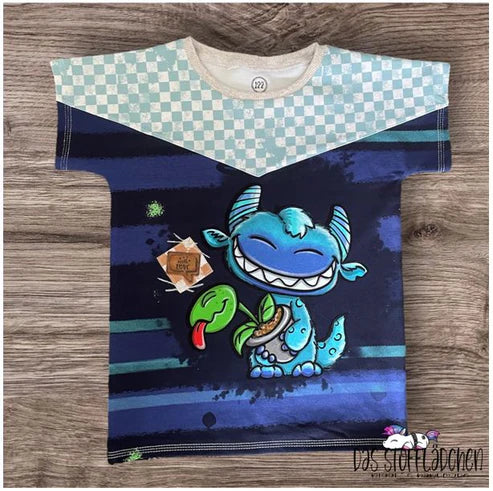 Bio Jersey - Panel Little Bro´s - Eigenproduktion - Dunkelblau - 180cm