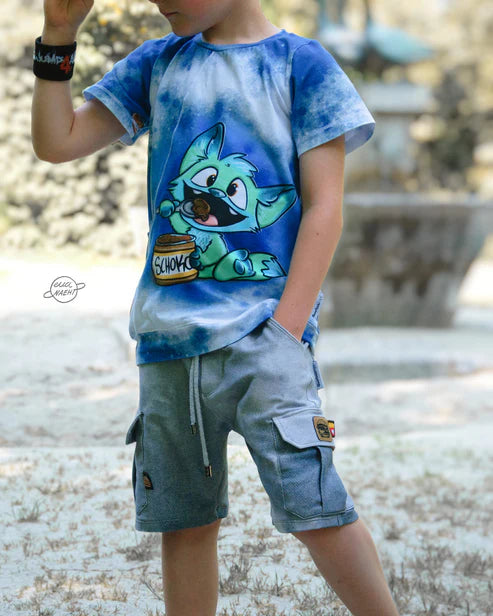 Bio Jersey - Panel Cookie - Eigenproduktion - Blau - 180cm