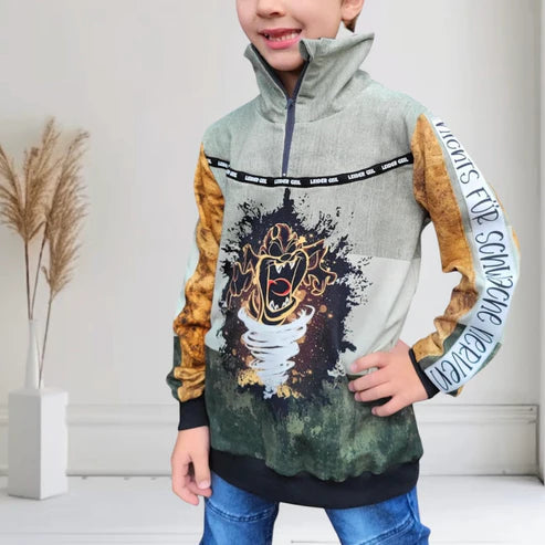 Bio French Terry - Panel Tasmanischer Teufel - Eigenproduktion - Grün