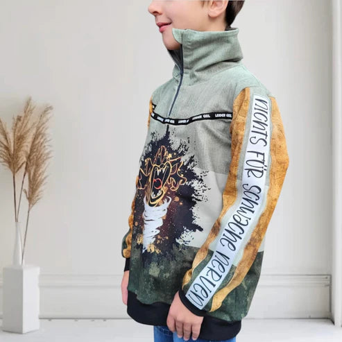 Bio French Terry - Panel Tasmanischer Teufel - Eigenproduktion - Grün