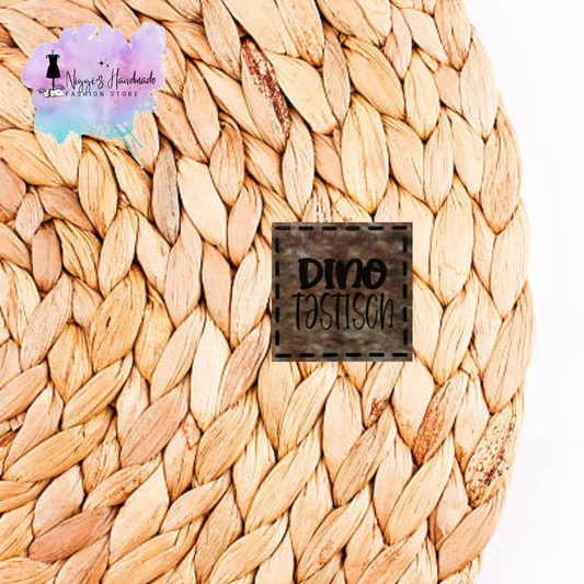 PU Leder Label - Dinotastisch - Eigenproduktion - Grunge - 3x3 cm