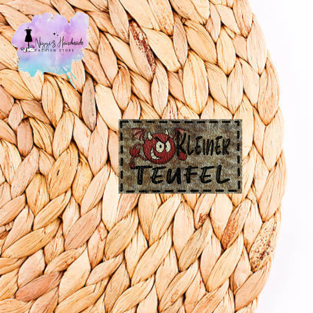 PU Leder Label - Kleiner Teufel - Eigenproduktion - Grunge - 2x5 cm
