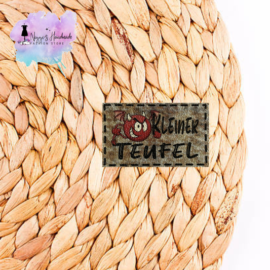 PU Leder Label - Kleiner Teufel - Eigenproduktion - Grunge - 2x5 cm