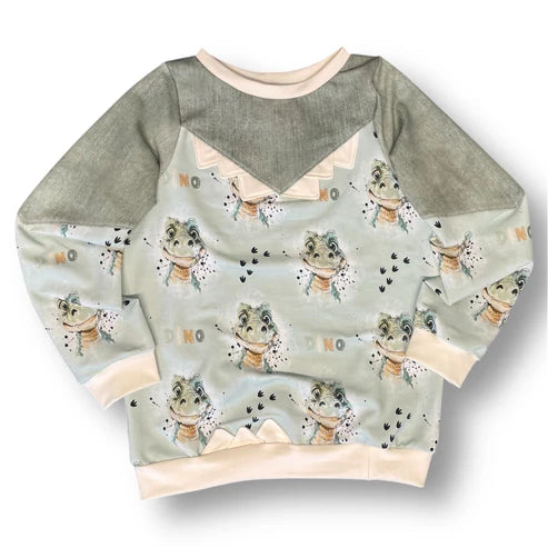 Bio French Terry - Allover Dino Rex - Eigenproduktion - Grün