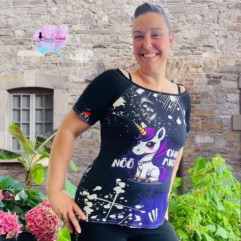 Bio Interlock Jersey - Panel NÖö Einhorn - Eigenproduktion - Lila