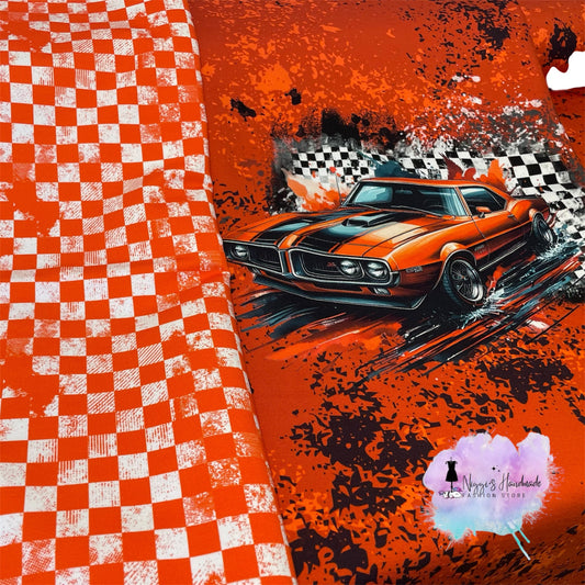 French Terry - Panel Muscle Car - GOTS Eigenproduktion - Rot - 180cm