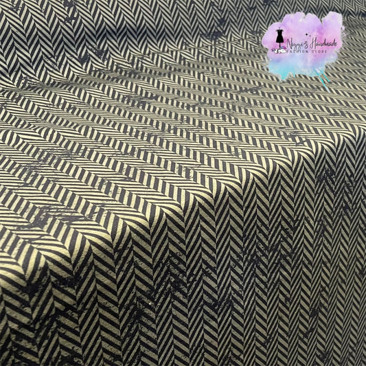 Bio French Terry - Allover Herringbone - Eigenproduktion - Oliveblack - 180cm