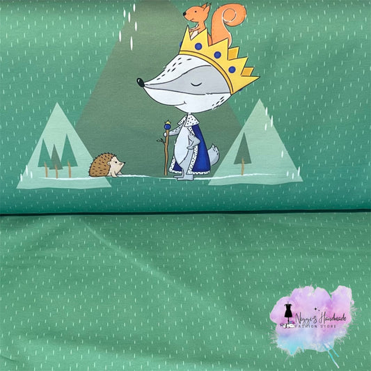 French Terry - Panel König Frechdachs - GOTS Eigenproduktion - Moosgrün - 180cm