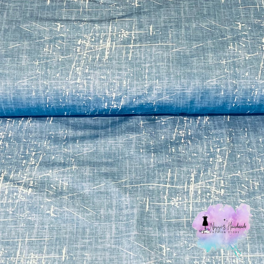 Bio French Terry - Allover Grunge Leinen - Eigenproduktion - Jeans Blau - 180cm