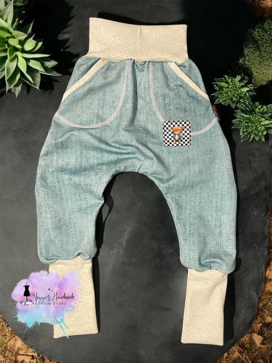 French Terry - Allover Denim - GOTS Eigenproduktion - Petrol/Türkis - 180cm
