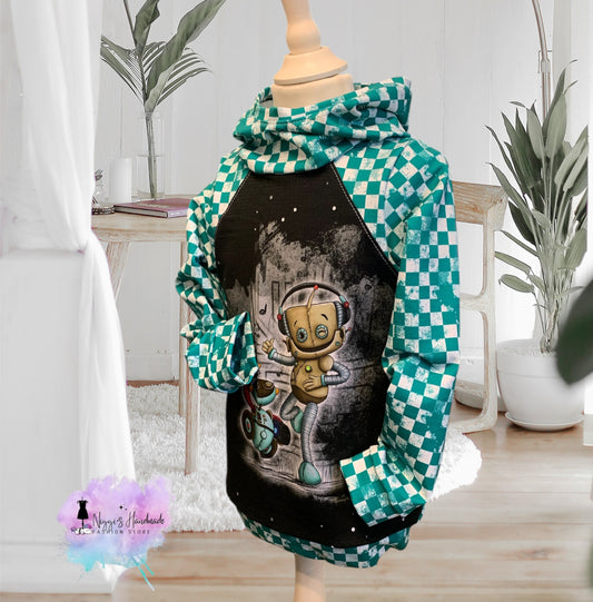 Weiches Bio Baumwoll French Terry Stoff von Niggis Handmade mit dem Design "Mini Kacheln" zum vernähen. Ideal für Hosen, Hoodies oder andere Kleidungsstücke.