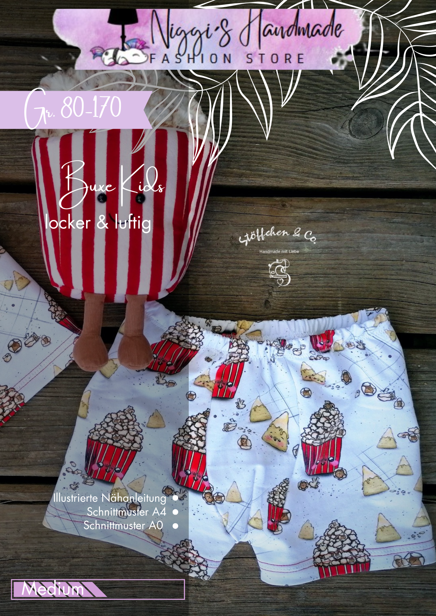 Fashion Ebook Schnittmuster für die Unterhose Buxe Kids in den Größe 80-170 in DIN- A4 & DIN-A0 PDF zum download