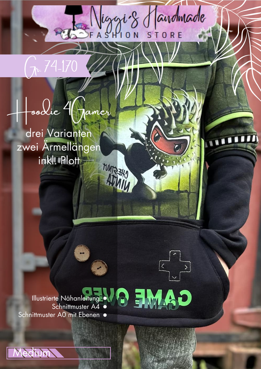 Fashion Ebook Hoodie 4Gamer | Größe 74-170 DIN- A4 & DIN-A0 PDF zum download
