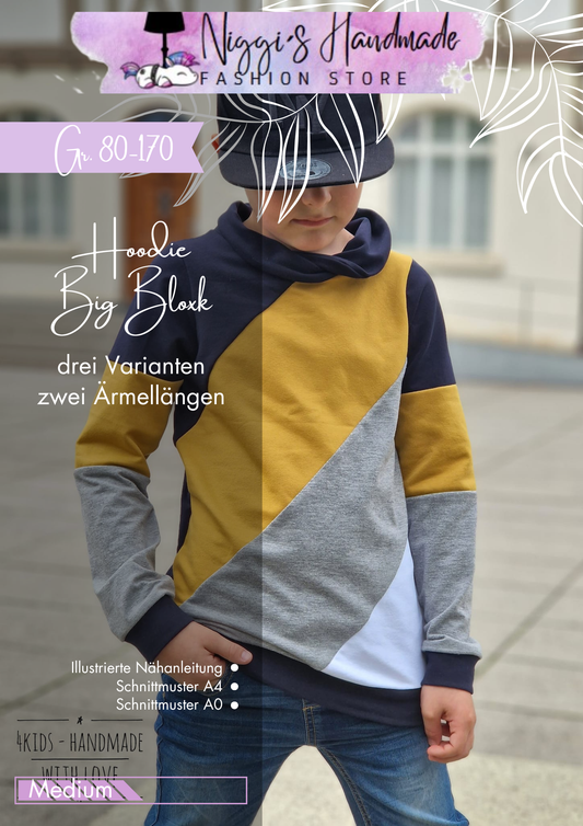 Fashion Ebook Hoodie Big Block | Größe 80-170 DIN- A4 & DIN-A0 PDF zum download