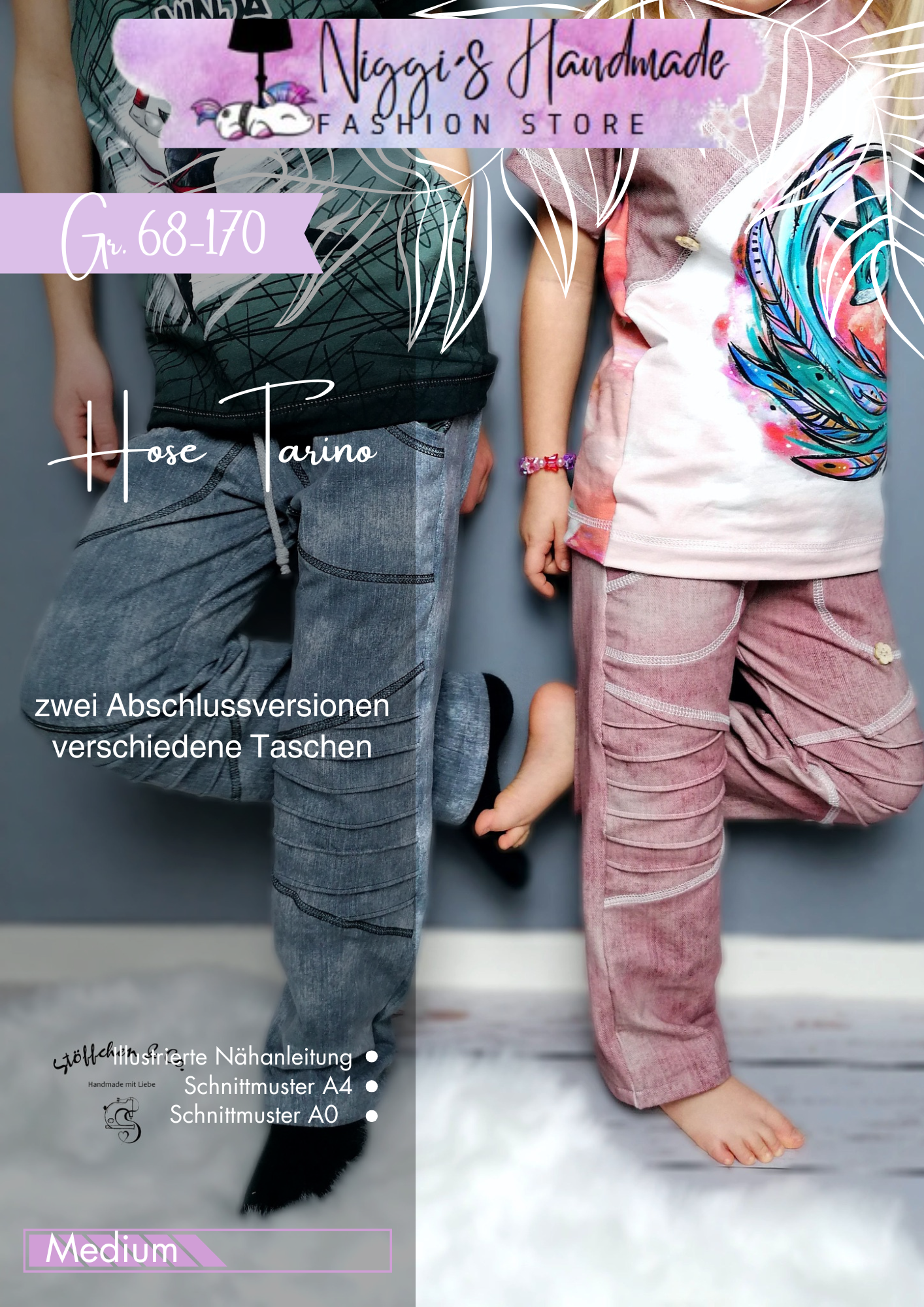Fashion Ebook Schnittmuster für eine Hose Tarino in der Größe 68-170 in DIN- A4 & DIN-A0 PDF zum download