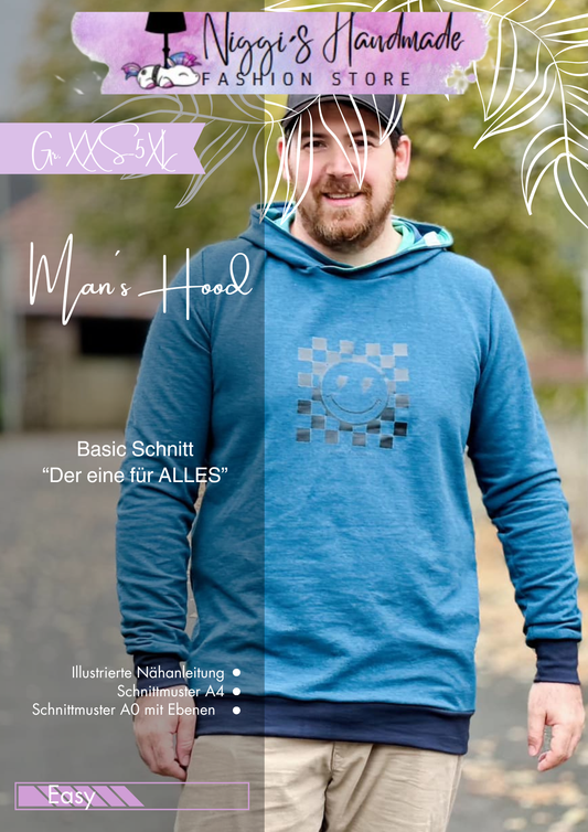 Fashion Ebook Man´s Basic Hoodie | Größe XXS bis 5XL DIN- A4 & DIN-A0 PDF zum download (Kopie)