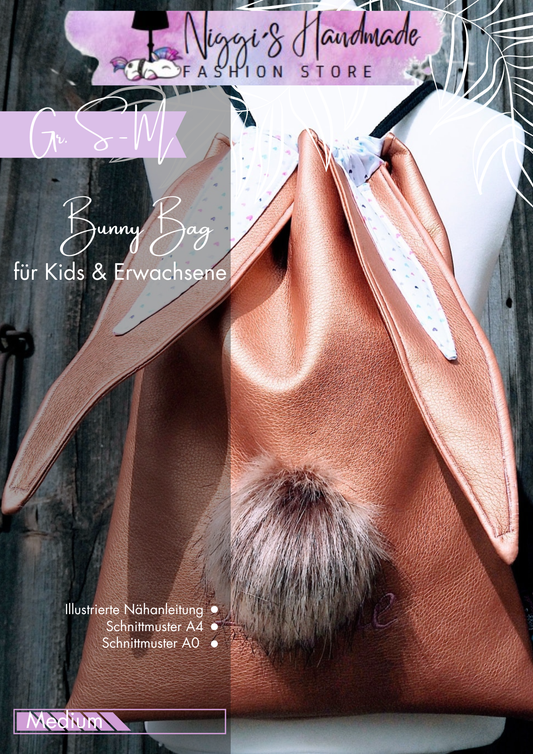 Fashion Ebook Schnittmuster eine Tasche Bunny Bag für Kinder oder Erwachsene in DIN- A4 & DIN-A0 PDF zum download