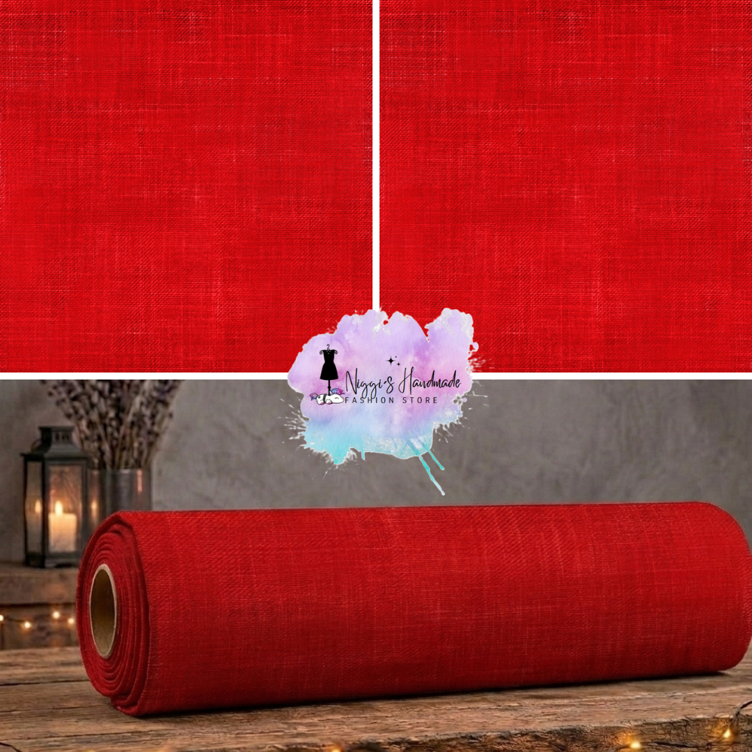 French Terry Allover-Stoff rot mit Denim-/ Jeans-/ Leinenstruktur als Meterware kaufen