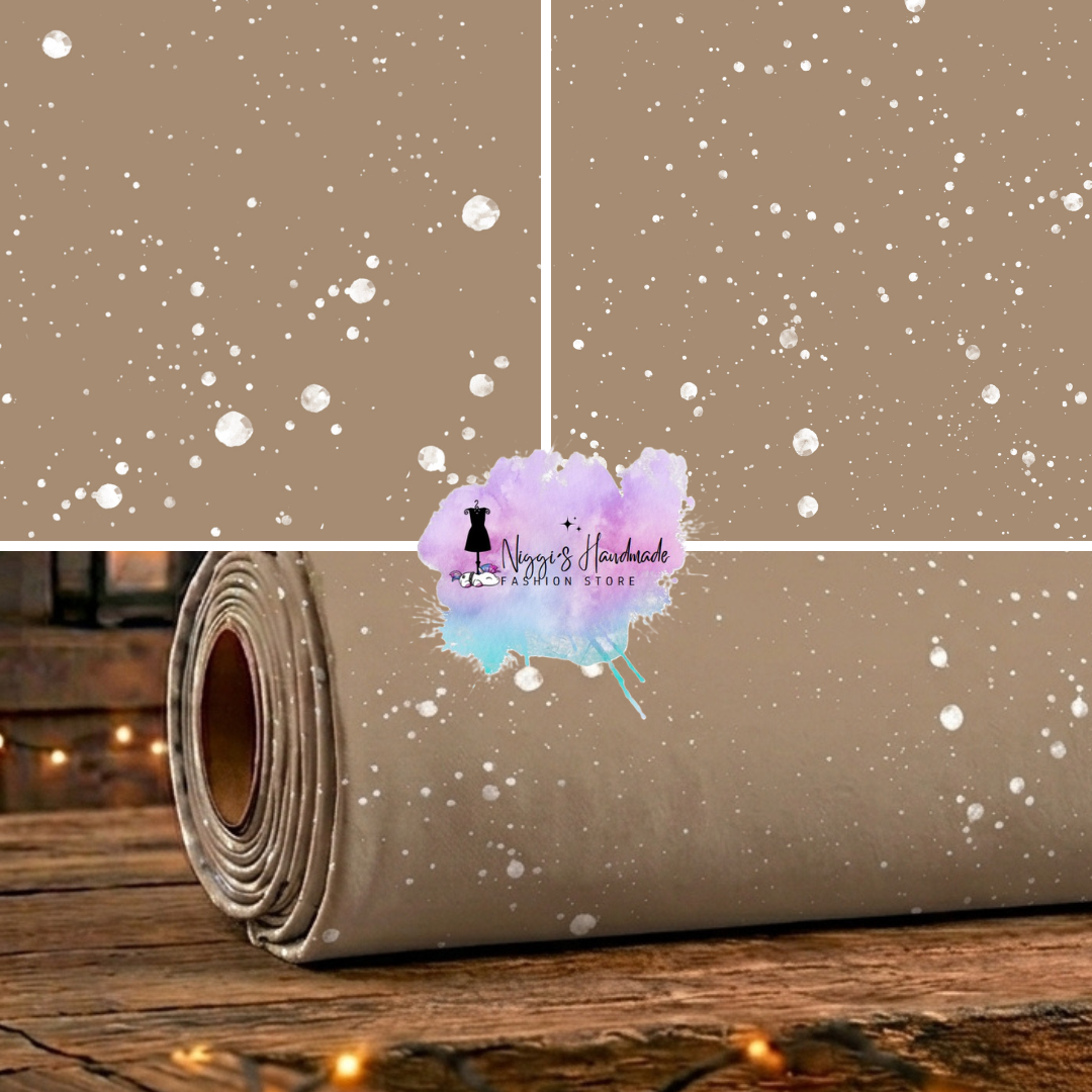 French Terry Meterware – „Sanftes Schneegestöber“ Camel (Eigenproduktion)