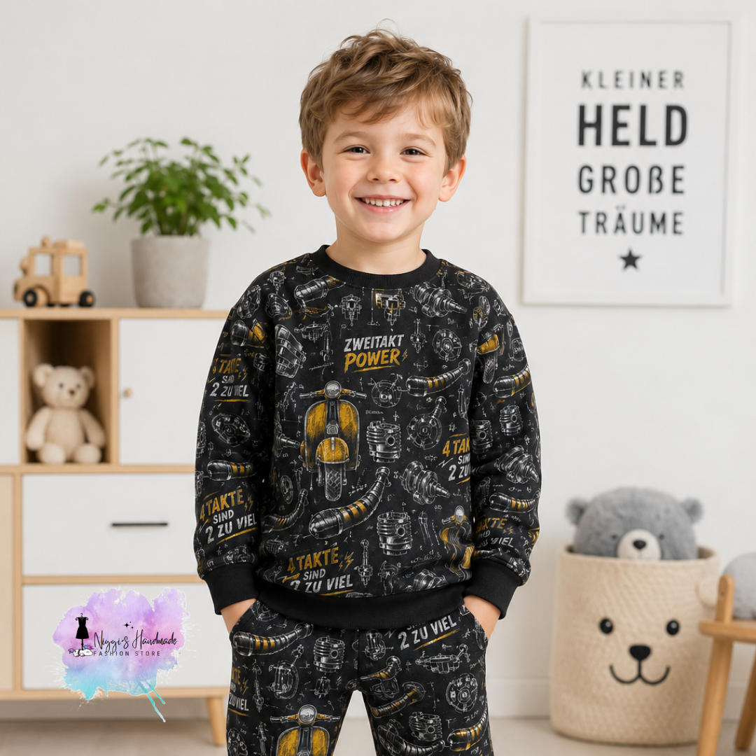 VORBESTELLUNG!!! Jersey - Allover Zweitakt Kult Roller - GOTS Eigenproduktion - Anthrazit - 180cm