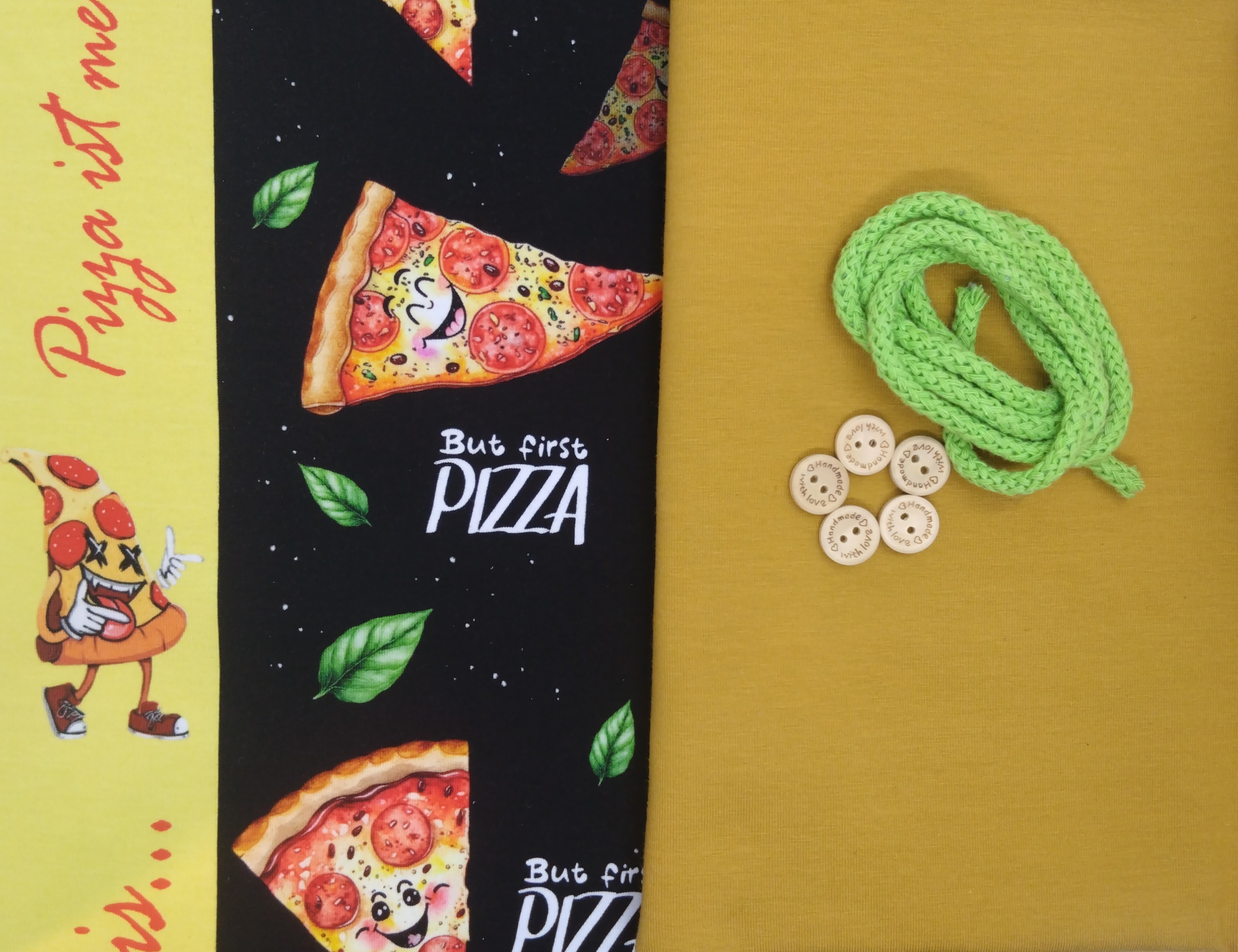 Stoffpaket But first Pizza - Jersey