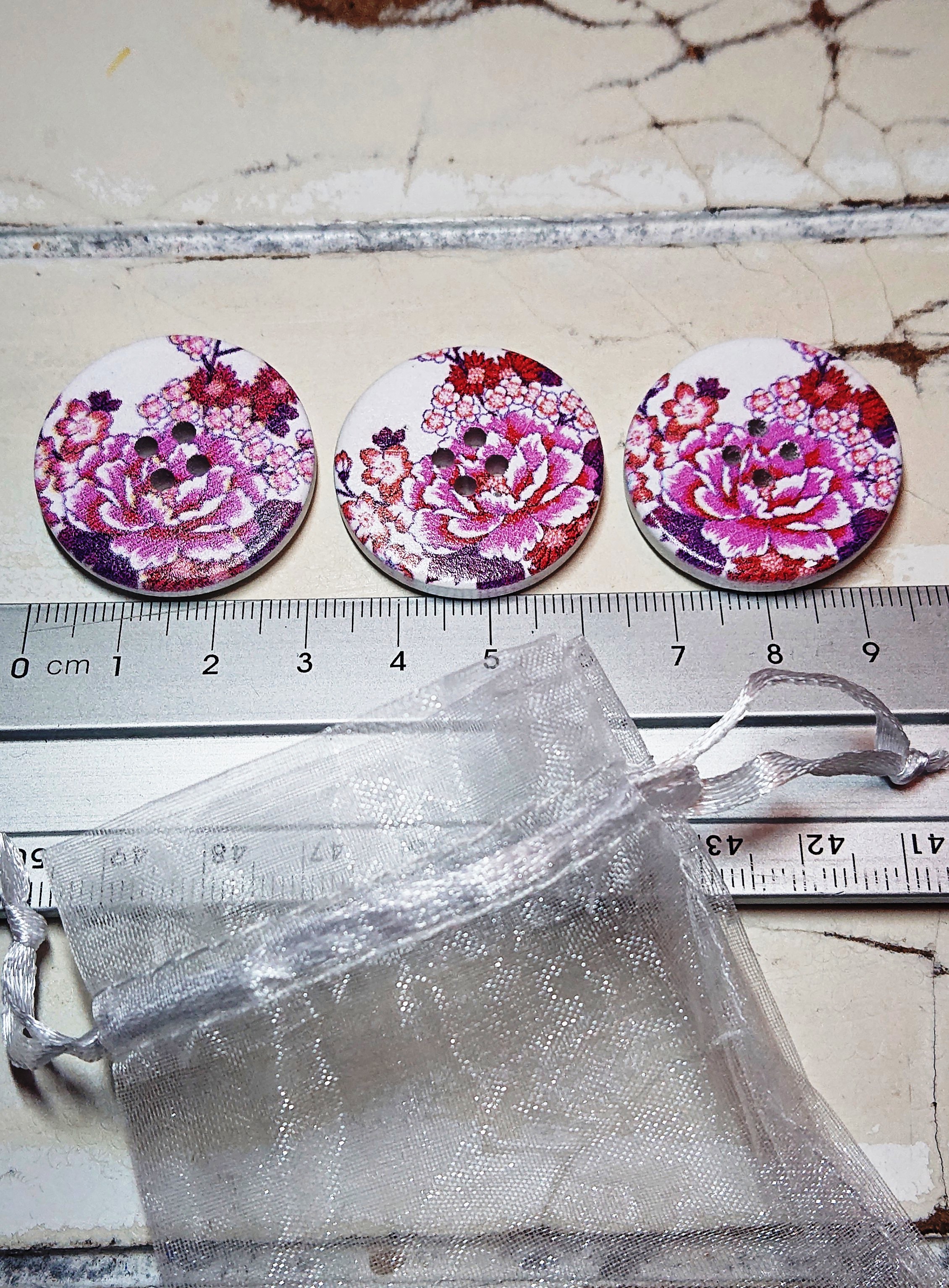 Blumen Knopfset 11 Holz